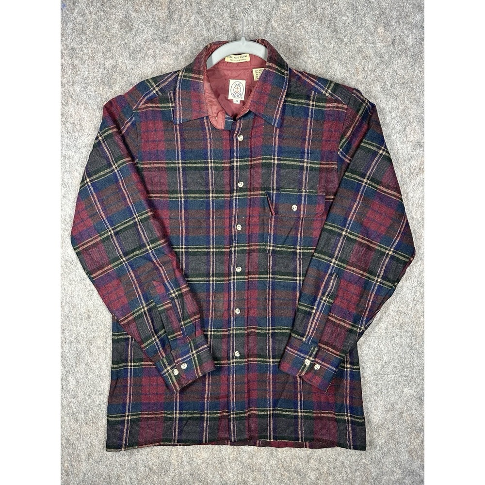Vintage JG Hook Wool Flannel Shirt Men's Small Plaid Button Up Y2K